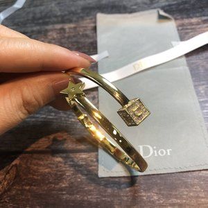 Christian Dior  Gold Mint Vintage Bracelet with Crystals